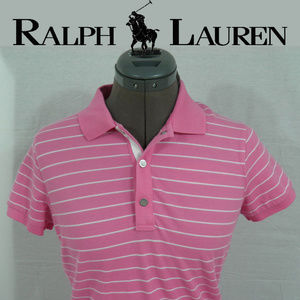 Ralph Lauren Pink and White Ladies Golf Shirt